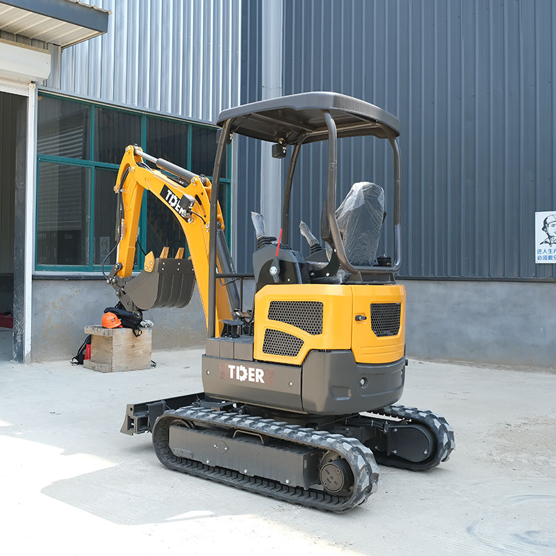Mini escavadeira de 2,5 toneladas com esteiras extensíveis para construção.