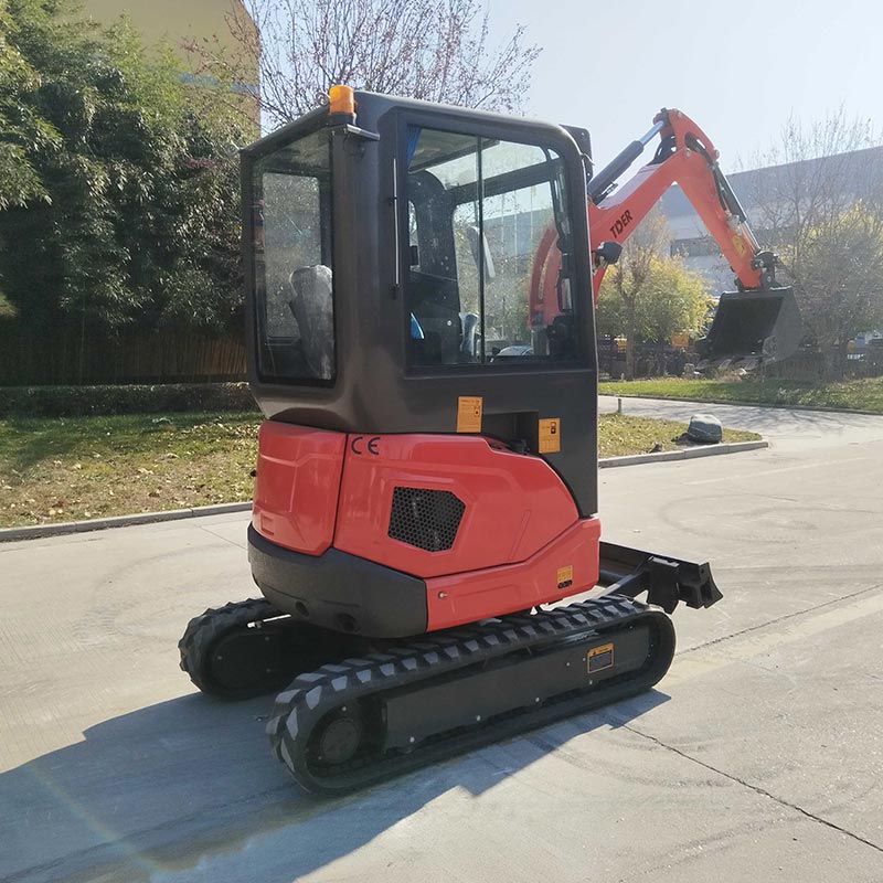 Mini escavadeira de 3 toneladas com cabine fechada e ar condicionado, giro zero.