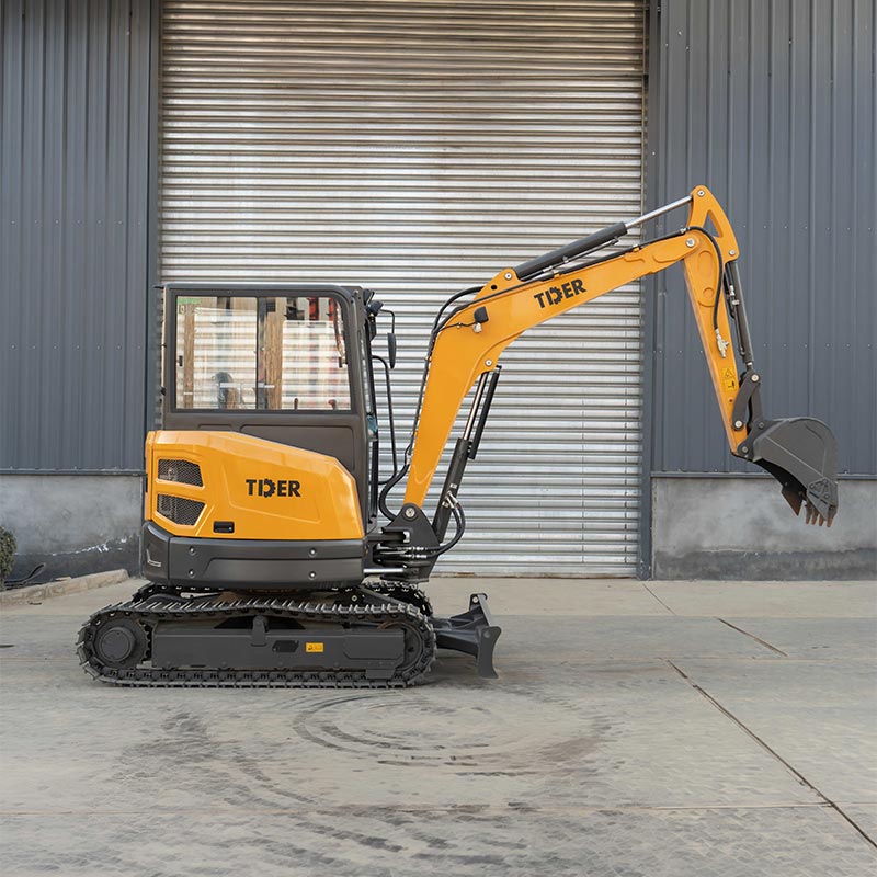 Mini escavadeira de 3,5 toneladas com motor Kubota e esteiras de aço.